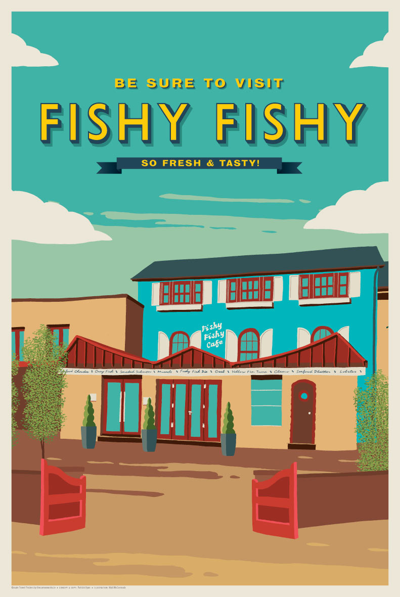 Fishy Fishy Kinsale Retro Travel Poster